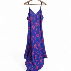 Vintage Barbizon mermaid slip dress maxi bright purple pink floral womens medium